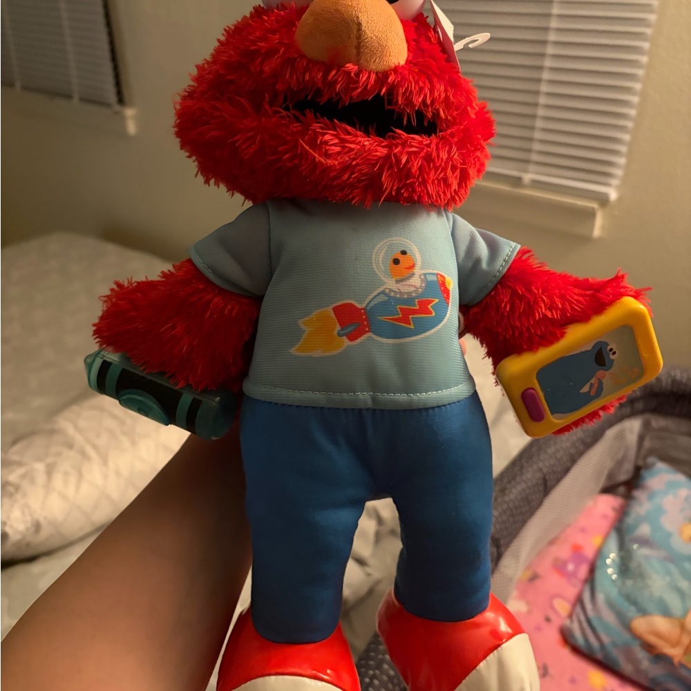 Sesame Street Elmo Red Plush Toy with Blue Outfit